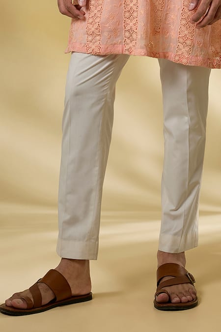 Rabani & Rakha_Peach Georgette Embroidery, Sequins Pale Thread And Kurta Set _Online_at_Aza_Fashions