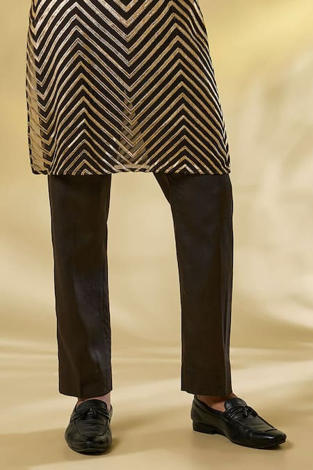 Rabani & Rakha_Black Georgette Gota Patti Work Kurta Set _Online_at_Aza_Fashions