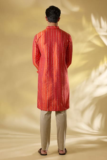 Rabani & Rakha Zari Work Orange Kurta Set 