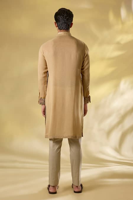 Shop Rabani & Rakha Gold Georgette Sequins Kurta Set at Aza Fashions Shop_Rabani & Rakha_Gold Georgette Sequins Kurta Set _at_Aza_Fashions