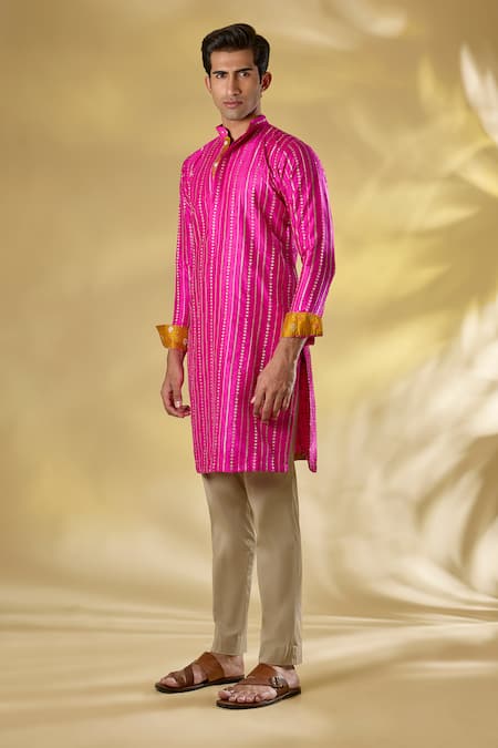 Rabani & Rakha Zari Work Rani Pink Kurta Set 
