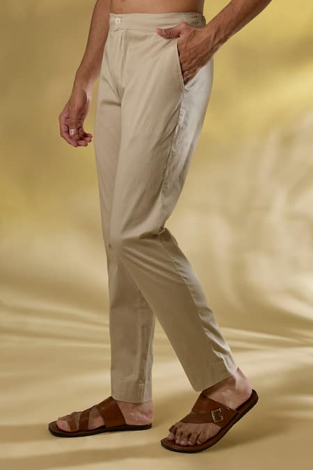 Rabani & Rakha_Beige Silk Embroidery, Sequins Thread And Bundi Kurta Set _at_Aza_Fashions