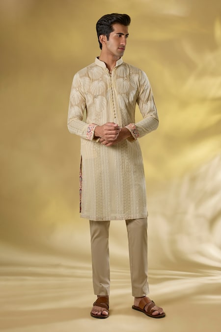 Rabani & Rakha Cream Thread Work Kurta Set 