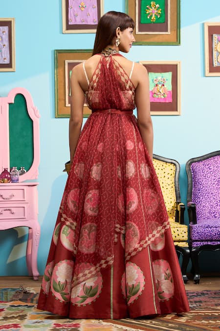 Papa Don't Preach Printed Raw Silk Lehenga Set 