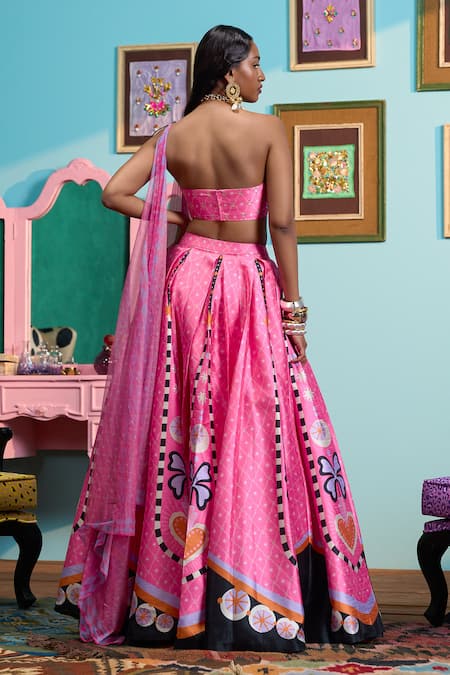 Papa Don't Preach Printed Raw Silk Lehenga Set 