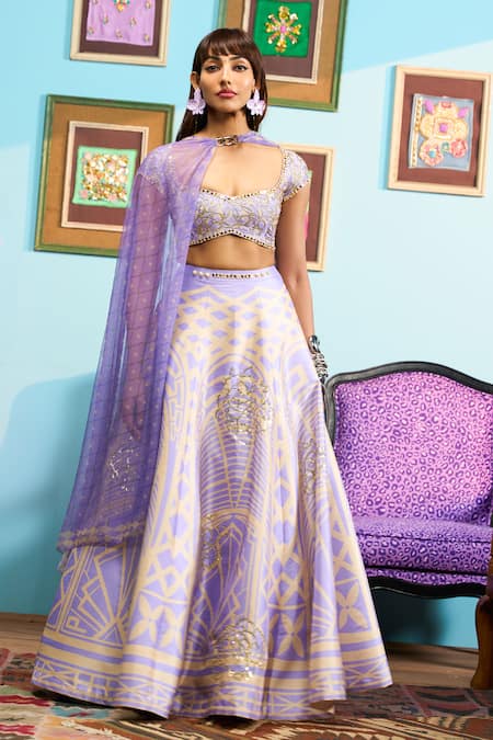 Papa Don't Preach Lavender Haze Printed Lehenga Set 