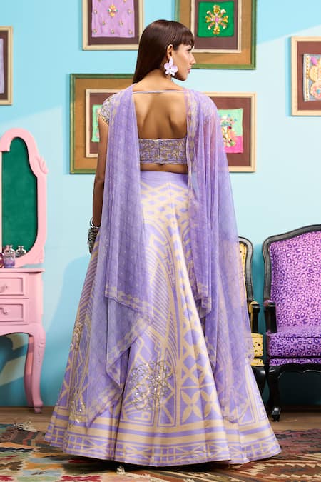 Papa Don't Preach Lavender Haze Printed Lehenga Set 