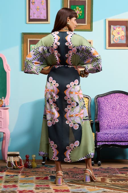 Papa Don't Preach Multi Color Printed Dress & Slip Set 