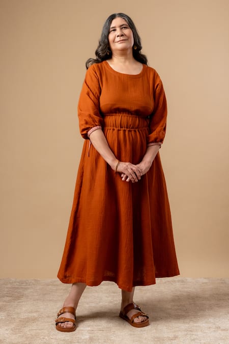 Doodlage Rust Orange Organic Cotton Dress 