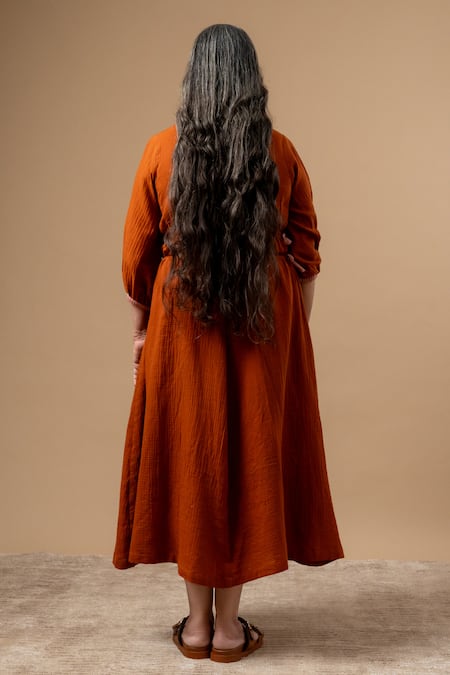 Doodlage Rust Orange Organic Cotton Dress 