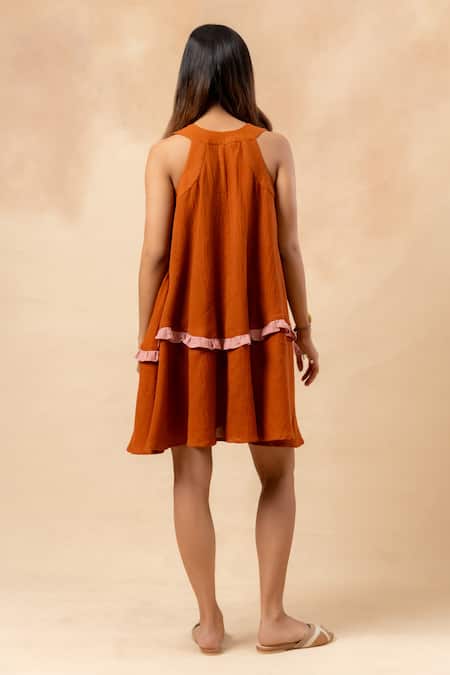 Doodlage Rust Orange Organic Cotton Dress 