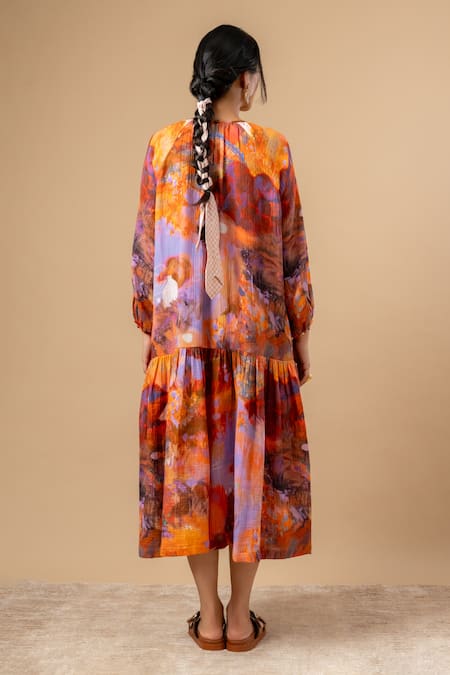 Doodlage Rust Orange Organic Cotton Dress 