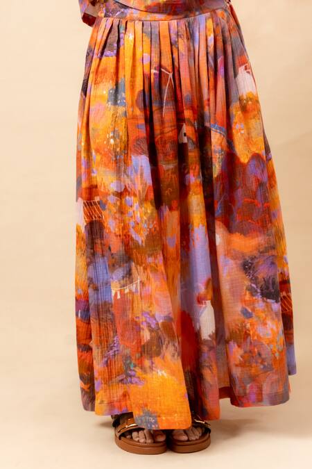 Shop_Doodlage_Orange Cotton Rust Organic Skirt 