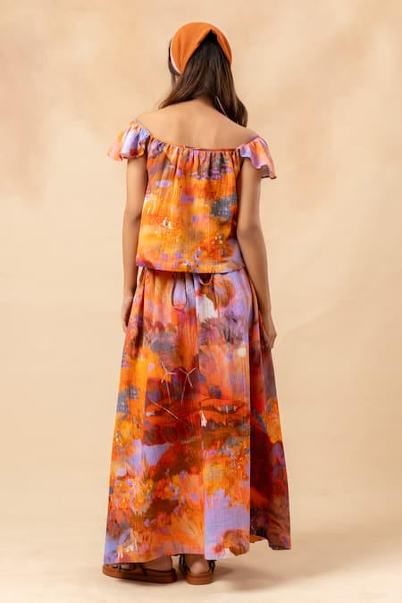 Doodlage Rust Orange Organic Cotton Skirt 