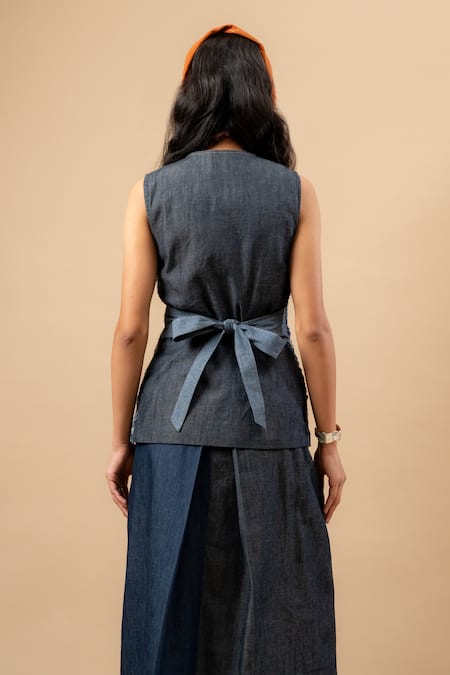 Doodlage Artisanal Blue Upcycled Denim Jacket 