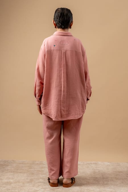 Shop Doodlage Pink Cotton Organic Pant at Aza Fashions Shop_Doodlage_Pink Cotton Organic Pant _at_Aza_Fashions