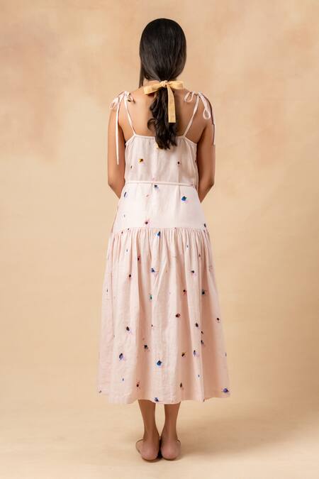 Doodlage Pink Printed Linen Dress 