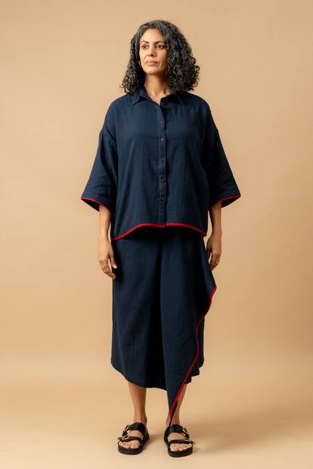 Buy Doodlage Blue Cotton Organic Skirt Online at Aza Fashions Buy_Doodlage_Blue Cotton Organic Skirt _Online_at_Aza_Fashions