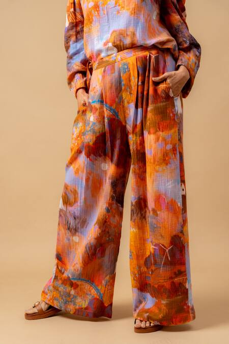 Doodlage_Rust Cotton Orange Organic Pant _Online_at_Aza_Fashions