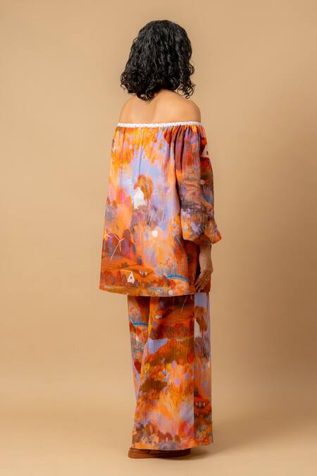 Shop_Doodlage_Rust Cotton Orange Organic Pant _Online_at_Aza_Fashions