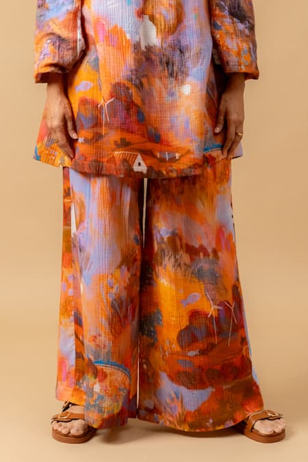 Buy Doodlage Rust Cotton Off-shoulder Orange Top And Pant Set Online at Aza Fashions Buy_Doodlage_Rust Cotton Off-shoulder Orange Top And Pant Set _Online_at_Aza_Fashions