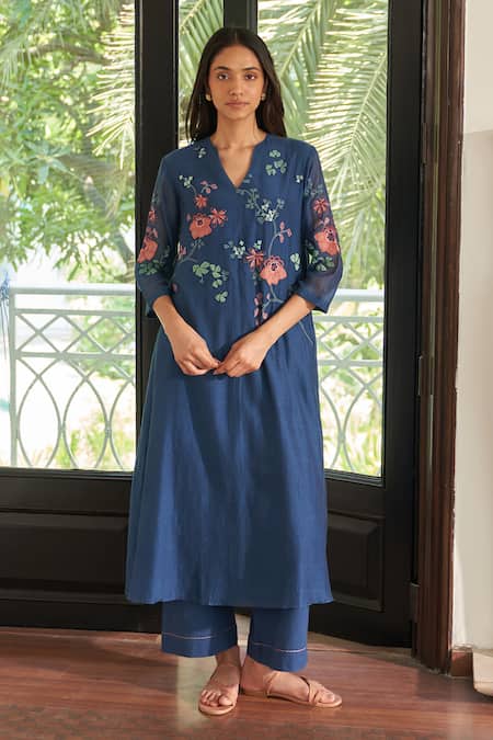 Vaayu Ocean Blue Applique Co-ord Set 