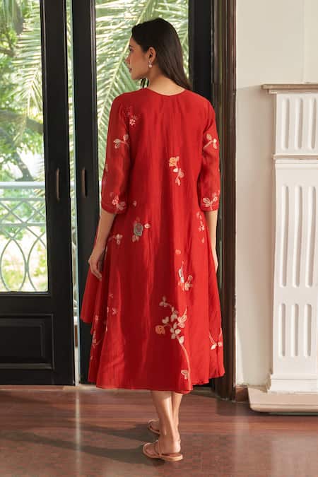 Vaayu Poppy Applique Jacket Dress 