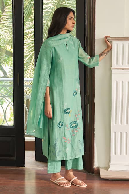 Vaayu Mint Applique Kurta Set 