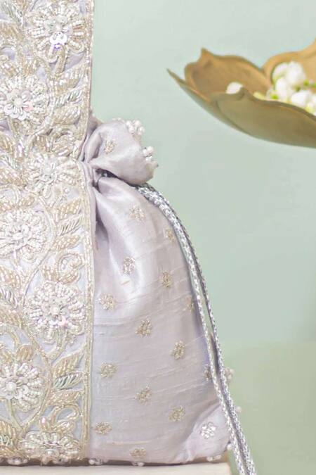 Shop_Amyra_Silver Zari, Embroidery Meraki Potli _Online_at_Aza_Fashions