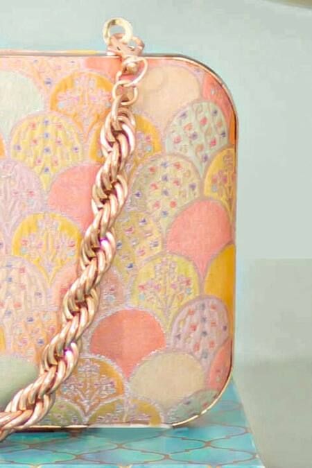 Amyra Multi Color Embroidery Manjari Pure Banarasi Silk Box Clutch at Aza Fashions Amyra_Multi Color Embroidery Manjari Pure Banarasi Silk Box Clutch_at_Aza_Fashions