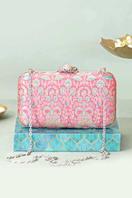 Amyra Ridhi Pure Banarasi Silk Box Clutch 