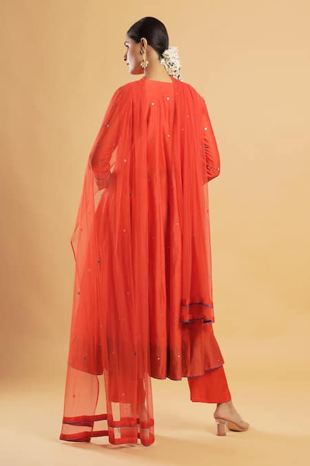 Bha Sha KALINDI Orange Anarkali Set 