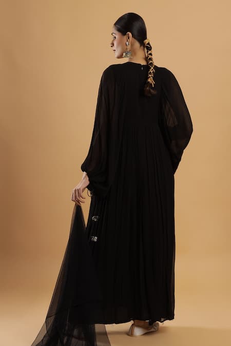 Bha Sha Black Georgette Anarkali with Dupatta 
