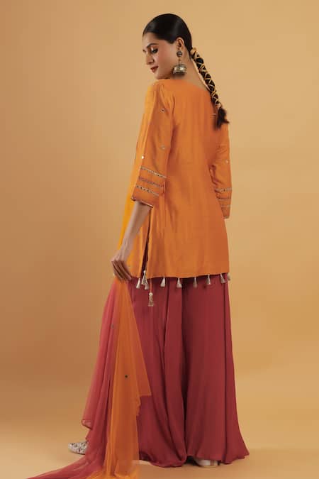 Bha Sha Zardozi Work Mustard Kurta Set 