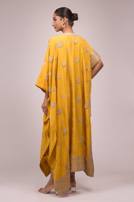 Anamika Khanna Mustard Embroidered Skirt Set 