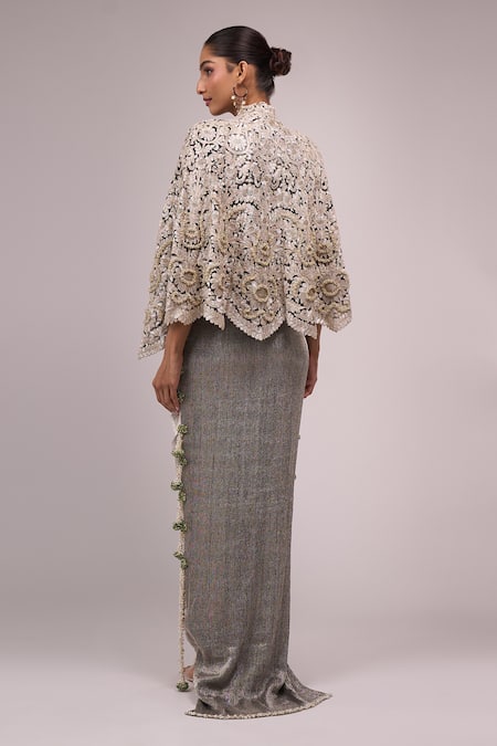 Anamika Khanna Grey Embroidered Skirt Set 