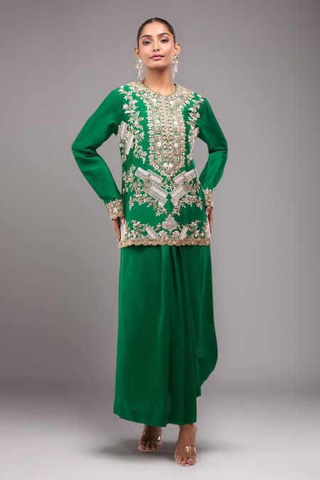 Anamika Khanna Emerald Green Embroidered Kurta Set 