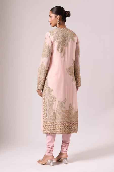 Anamika Khanna Embroidered Pink Kurta Set 