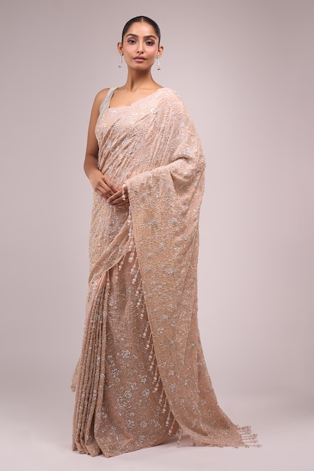 Shop Azeera Pink Sequins Embellished Saree Shop_Azeera_Pink Sequins Embellished Saree