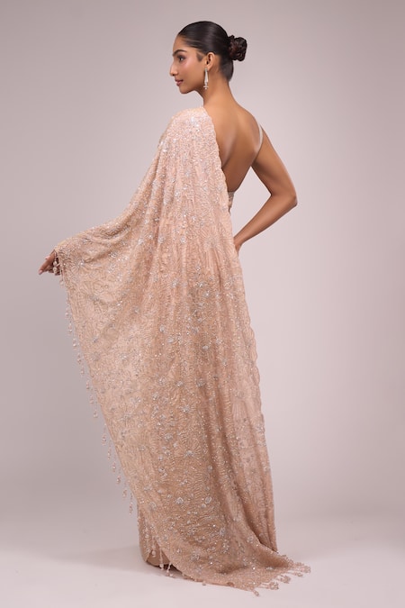 Shop Azeera Pink Sequins Embellished Saree at Aza Fashions Shop_Azeera_Pink Sequins Embellished Saree _at_Aza_Fashions