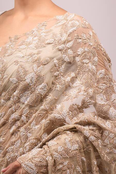 Azeera_Gold Embroidery Saree _Online_at_Aza_Fashions