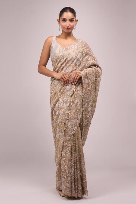 Azeera_Gold Embroidery Saree _at_Aza_Fashions