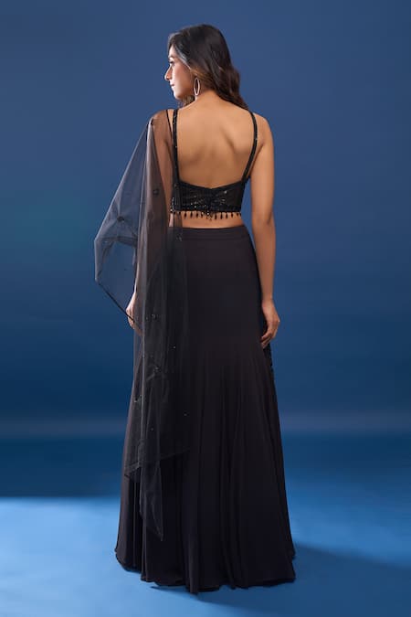 Samyukta Singhania Black Sequin Embroidered Lehenga Set 