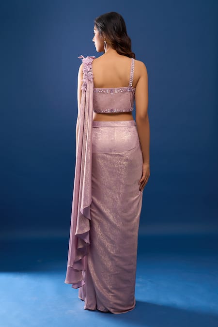 Samyukta Singhania Pink Pre-Draped Saree With Blouse 