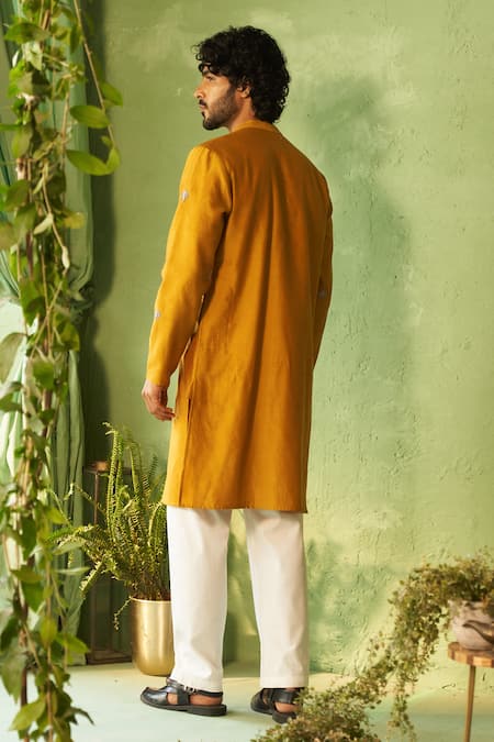 Charkhee Mustard Yellow Chanderi Kurta Set 