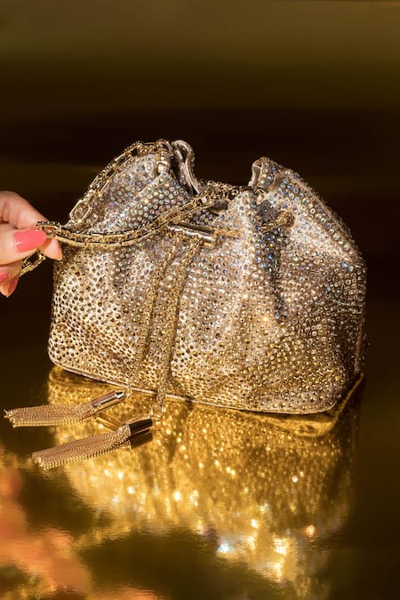 House Of Bio Designer Dark Gold Potli Bag  