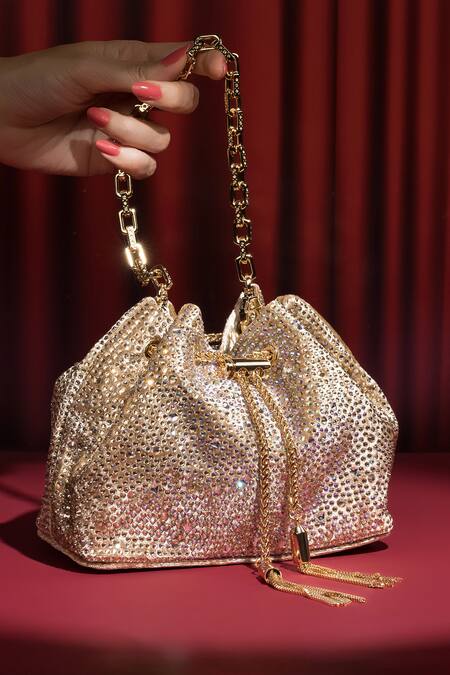 Buy House Of Bio Gold Crystals Light Velvet Potli Bag Online at Aza Fashions Buy_House Of Bio_Gold Crystals Light Velvet Potli Bag_Online_at_Aza_Fashions