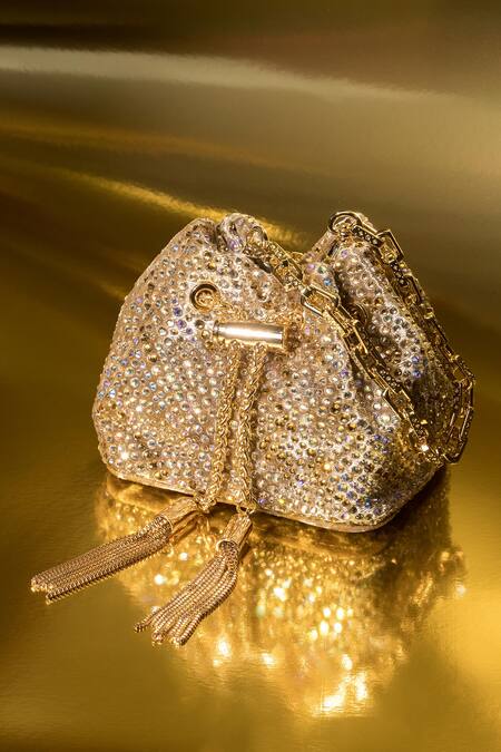 Shop House Of Bio Gold Crystals Emily Mini Potli Bag at Aza Fashions Shop_House Of Bio_Gold Crystals Emily Mini Potli Bag_at_Aza_Fashions