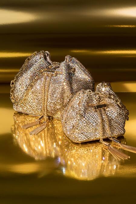 Buy House Of Bio Gold Crystals Emily Mini Potli Bag Online at Aza Fashions Buy_House Of Bio_Gold Crystals Emily Mini Potli Bag_Online_at_Aza_Fashions