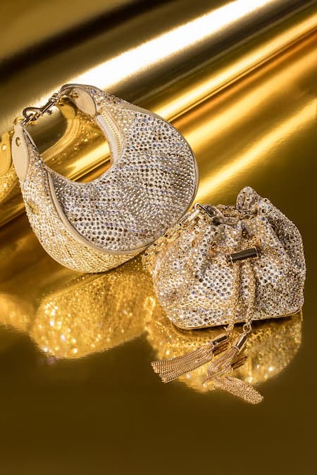 Buy House Of Bio Gold Crystals Emily Mini Potli Bag Buy_House Of Bio_Gold Crystals Emily Mini Potli Bag
